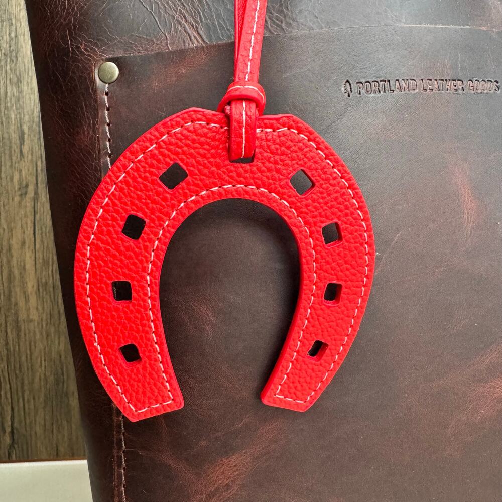 Red Horseshoe Purse Charm Western Bag Charm Red Keychain Horses NEW FAST SHIP